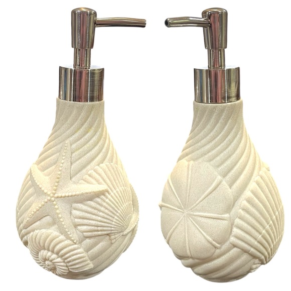 Beach Coastal Bathroom Accessories Set • Lotion/Soap Pump, Soap Dish, Cup • NEW - Picture 2 of 13